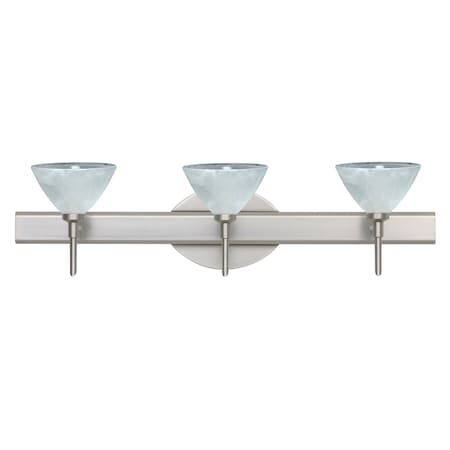 Besa Lighting Domi Vanity, Marble, Satin Nickel Finish, 3x40W Halogen 3SW-174352-SN